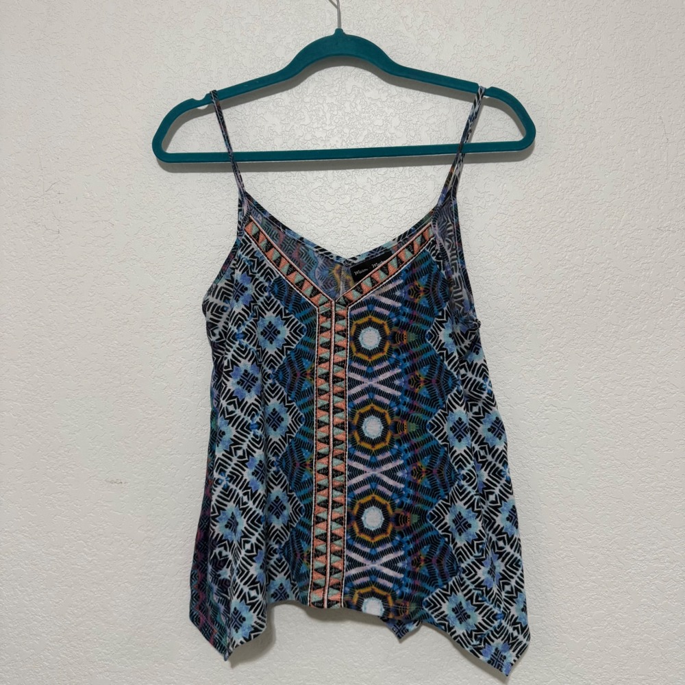 Mason + Mackenzie Women's Large Boho Aztec Print V-Neck Spaghetti Strap Cami Top